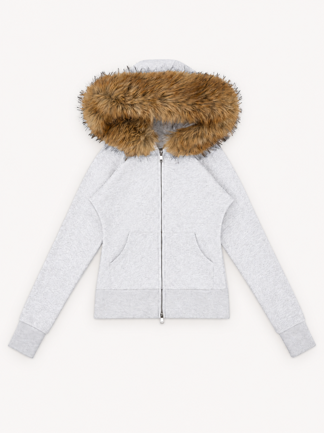 380GSM Women's Faux Fur Trim Full-Zip Hoodie